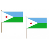 Djibouti Fabric National Hand Waving Flag  - United Flags And Flagstaffs