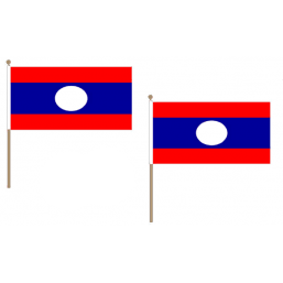 Laos Fabric National Hand Waving Flag Flags - United Flags And Flagstaffs