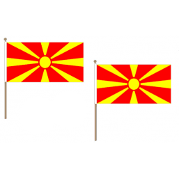 Macedonia Fabric National Hand Waving Flag Flags - United Flags And Flagstaffs