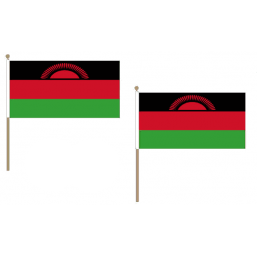 Malawi Fabric National Hand Waving Flag Flags - United Flags And Flagstaffs