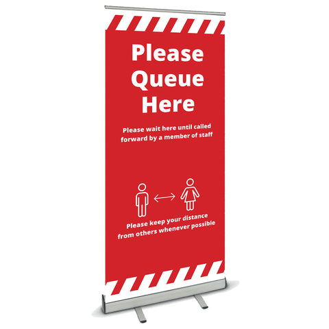 COVID SECURE ROLL UP BANNER -PLEASE QUEUE HERE